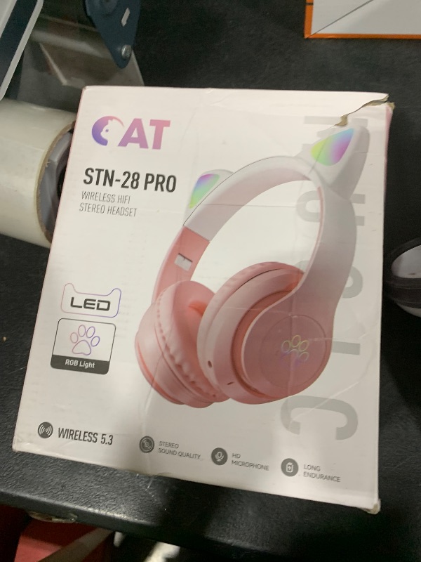 Photo 1 of TOKANI Kids Bluetooth Wireless Over-Ear Cat Ear Headphones with Microphone for Kids Teens Adults (New Pink)