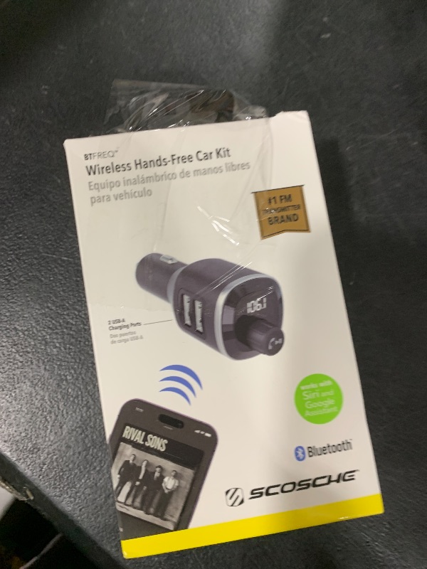 Photo 1 of Scosche BTFM4 BTFREQ Universal Bluetooth Handsfree Car Kit with FM Transmitter and Dual USB Ports, Black