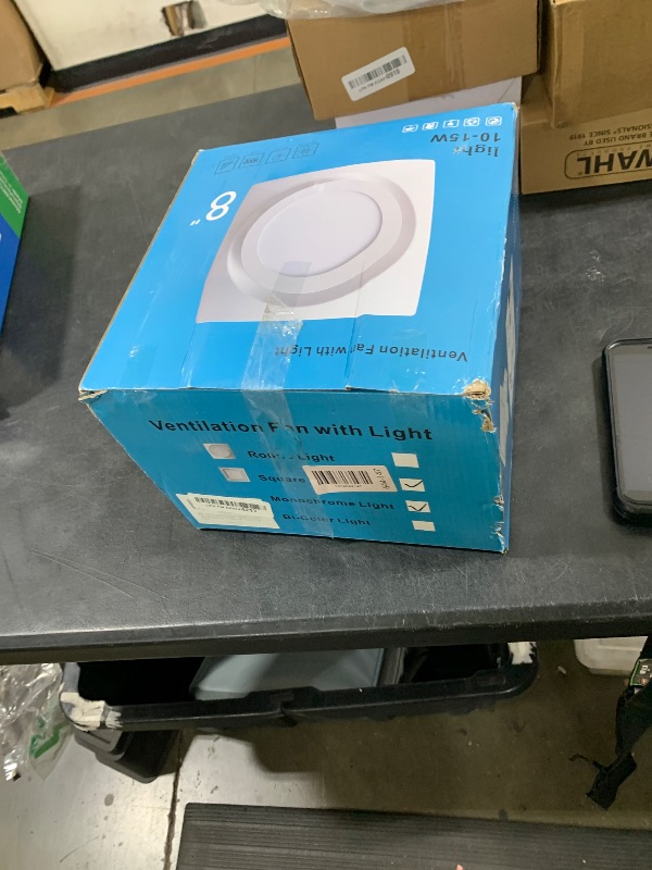 Photo 1 of FEITON Square Bathroom Exhaust Fan with LED Light, 110 CFM 30W 4 Inch Duct, 110-220V 1.0 Sones Quiet Bathroom Ventilation Fan Light Combo Ceiling Mount