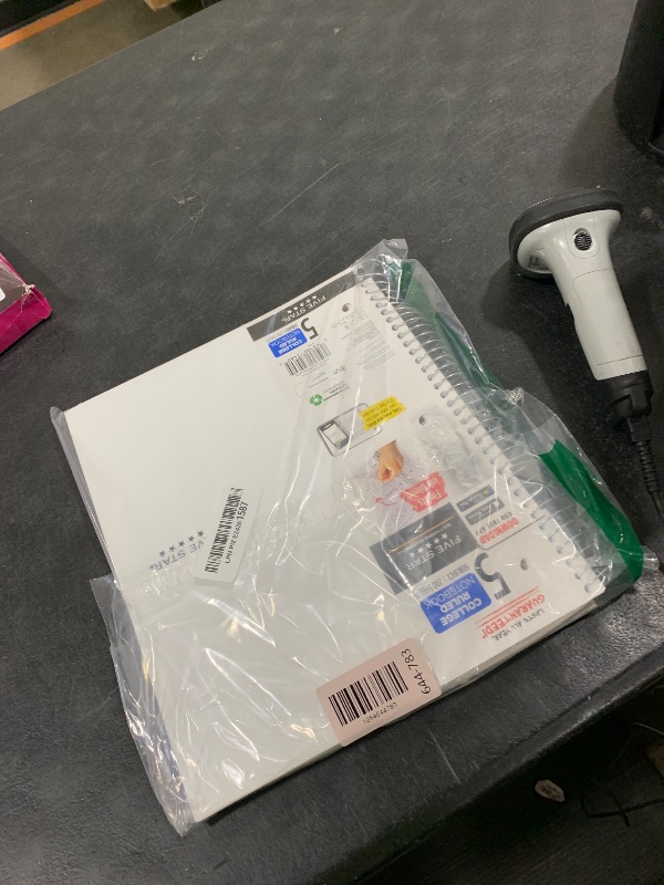 Photo 1 of Five Star Spiral Notebook + Study App, 5 Subject, College Ruled Paper, 8-1/2" x 11", 200 Sheets, Fights Ink Bleed, Water Resistant Cover, White (72460)