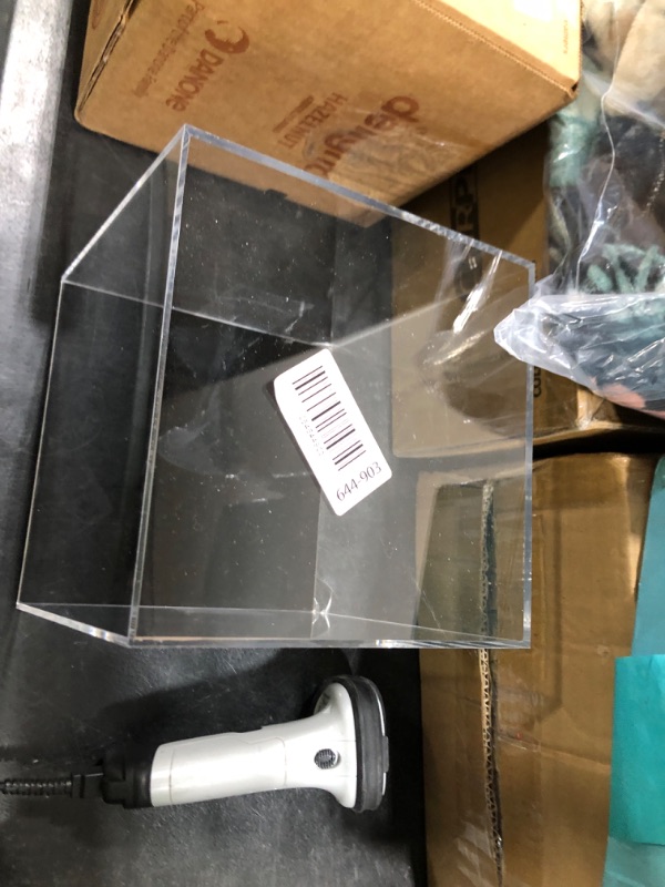 Photo 1 of Kcgani Acrylic Box with Black Base, Simple Self-Assembly Clear Trophy Display Case with Lid, Countertop Clear Square Acrylic Box Cube Storage Containers for Office Home, 7x7x7Inch