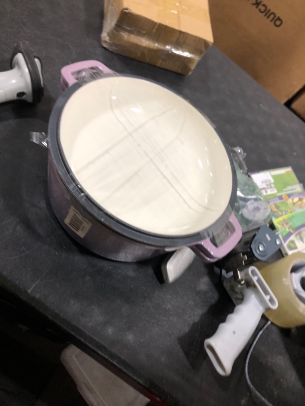 Photo 1 of Bruntmor 2-in-1 Enamel Cast Iron Dutch Oven with Handles - Crock Pot Purple Cast Iron Pot with Skillet lid - All-in-One Cookware Braising Pan for Casserole Dish - 5 Quart, Purple