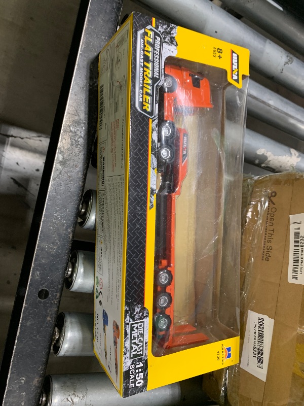Photo 1 of Gemini & Genius Flat Trailer Truck Toy, Heavy Duty Alloy Construction Toys Vehicle, 1:50 Scale Diecast Trailer Truck, Toy Trucks for Kids