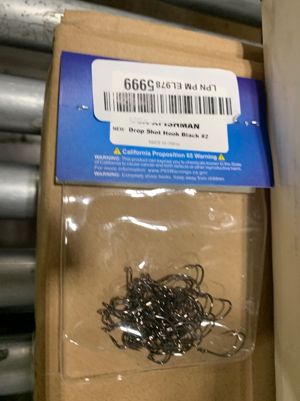 Photo 1 of XFISHMAN Drop-Shot-Hooks-for-Bass-Fishing-Split-Shot-Dropshot-Hook-50 Pack (Black, #2)