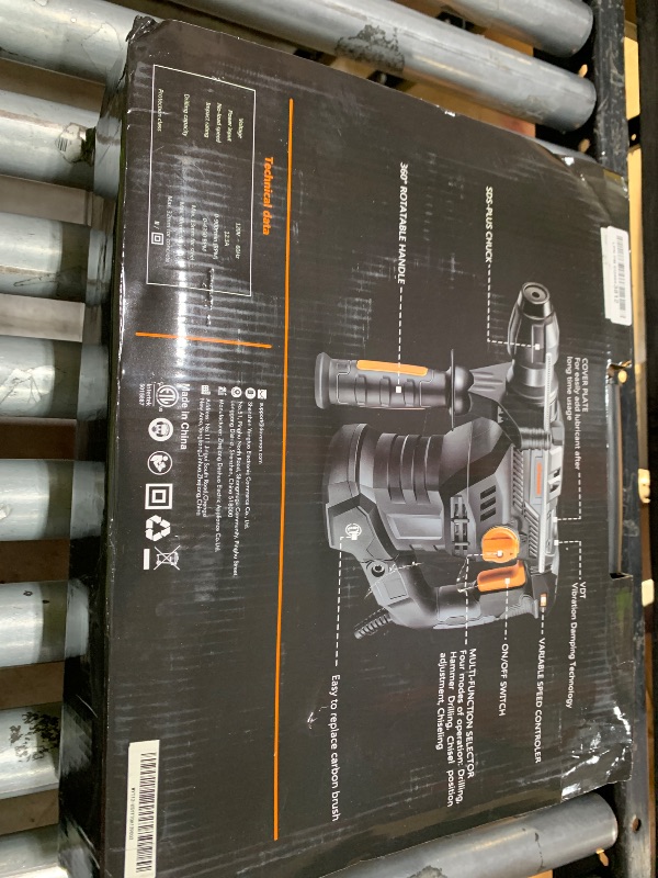 Photo 1 of RH15A 1-9/16'' SDS-Plus Rotary Hammer Drill, 12.5Amp Heavy Duty Rotary Hammer with 4 Functions, Safety Clutch, Vibration Control, Corded Demolition Hammer for Concrete, Drill Bits and Chisels Included