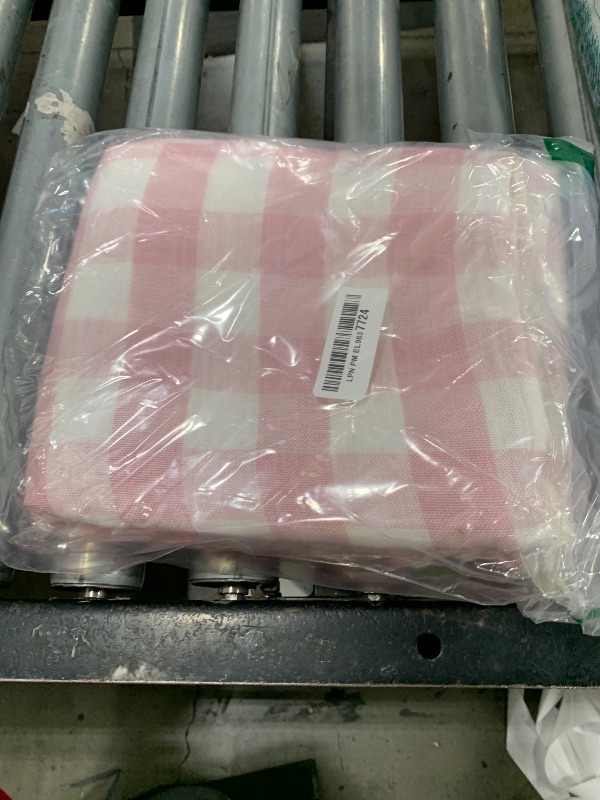Photo 1 of Laolitou Pink Gingham Table Cloth Rectangle Tables Buffalo Plaid Checkered Tablecloth Cotton Linen Farmhouse Tablecloths Washable Wrinkle Free for Baby Shower Picnic Kitchen, 60"x75" 4-6 Seats