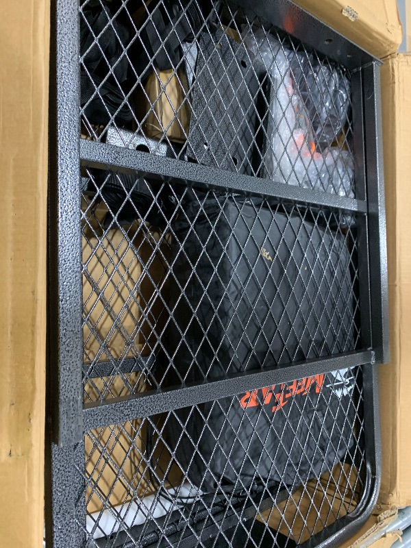 Photo 1 of MeeFar Folding Hitch Mount Cargo Carrier Basket 60" X 20" X 6"+Waterproof Cargo Bag 16 Cubic Feet(58" 19" 24"),Hauling Weight Capacity of 500 Lbs and A Folding Arm.with Hitch Stabilizer,Net and Straps