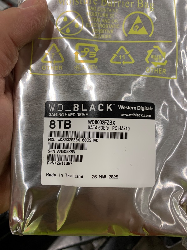 Photo 1 of Western Digital 8TB WD_Black Performance Internal Hard Drive HDD - 7200 RPM, SATA 6 Gb/s, 256 MB Cache, 3.5" - WD8002FZBX