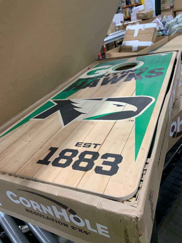 Photo 1 of YouTheFan NCAA North Dakota Fighting Hawk 2’ x 4’ Professional Wood Cornhole Game
