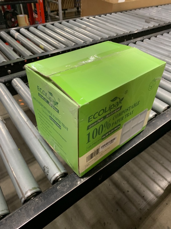 Photo 1 of ECOLipak 100% Compostable 5 Compartment Plates, 125 Pack Disposable Paper Plates, Heavy-Duty Biodegradable Sugarcane Plates, Eco-Friendly School Lunch Trays