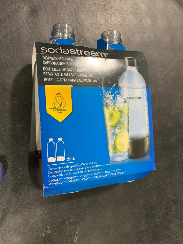 Photo 1 of SodaStream 1L Classic DWS Carbonating Bottle Black (twinpack), Pack of 2