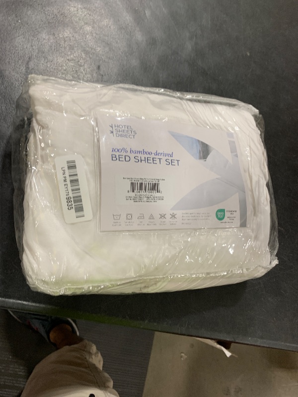 Photo 1 of Hotel Sheets Direct 4 Piece Bed Sheet Set King Size, 100% Viscose Derived from Bamboo Sheets Set with 2 Pillowcases, Cooling & Breathable Luxury Bedding, Moisture-Wicking & Silky Soft Texture, White