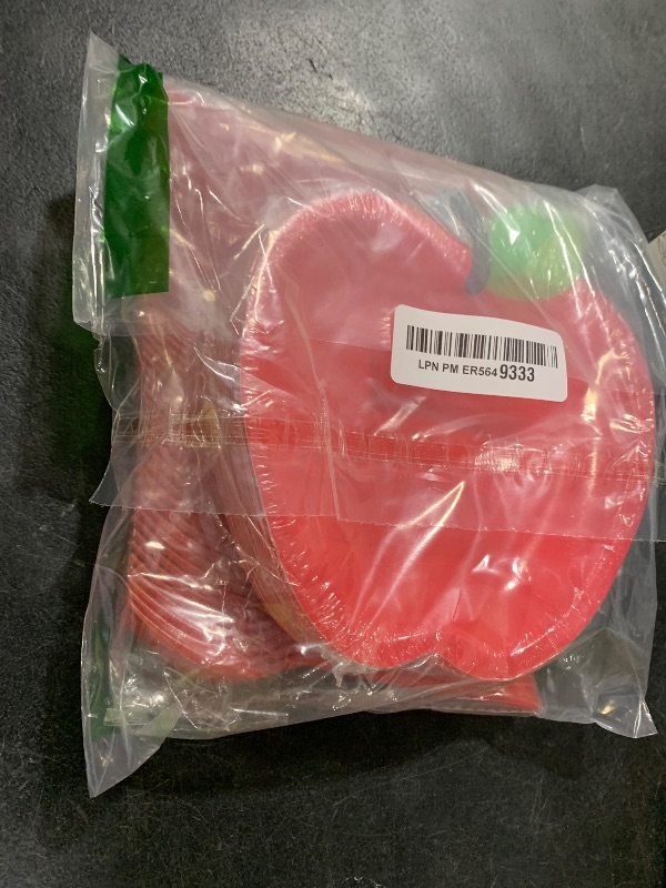 Photo 1 of cnomg 100 Pcs Red Apple Paper Plates Red Apple Party Paper Plates with Fork Disposable Tableware for 50 Guests Christmas Graduation Party Supplies
