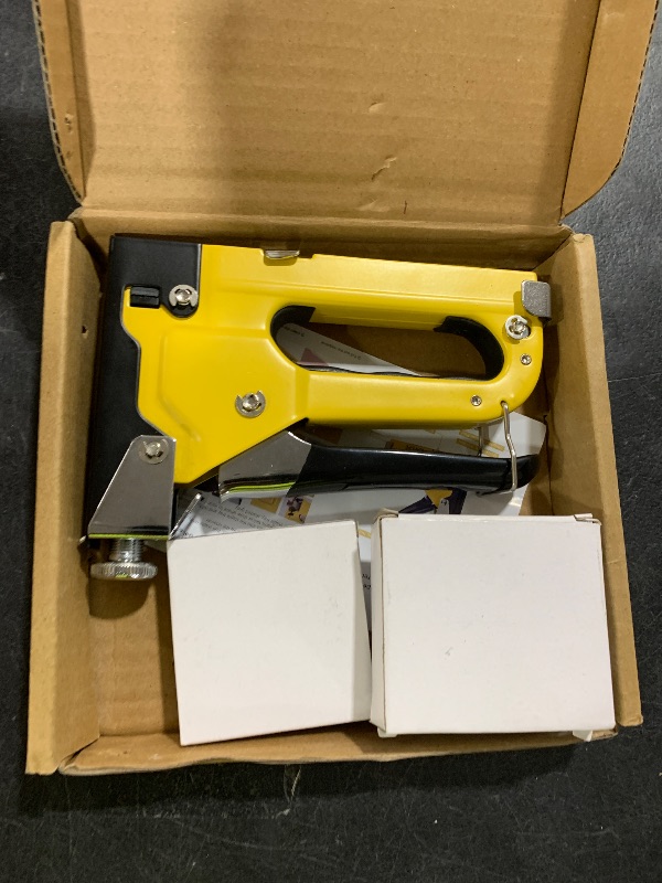Photo 1 of Upholstery Staple Gun Heavy Duty, YEAHOME 4-in-1 Stapler Gun with 4000 Staples, Manual Brad Nailer Power Adjustment Stapler Gun for Wood, Crafts, Carpentry, Decoration DIY