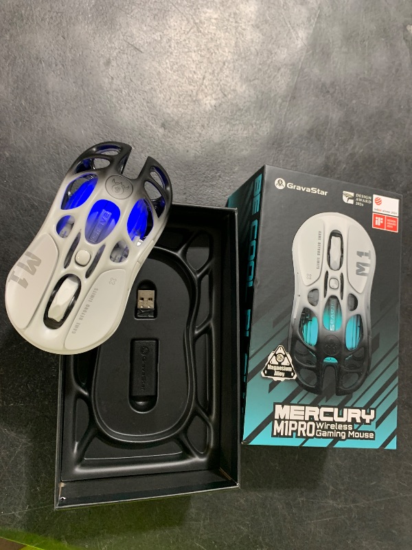 Photo 1 of GravaStar Mercury M1 Pro Wireless Gaming Mouse – 26,000 DPI PAW3395DM Sensor - Magnesium Alloy - Wired / 2.4GHz / Bluetooth - 5 Programmable Buttons - Up to 200-Hour Battery - Gradient Black