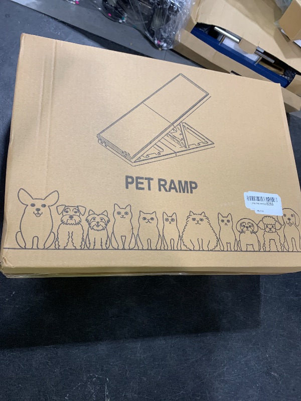 Photo 1 of 2 in 1 Dog Ramp Bed Adjustable Folding Collapsible for Small Medium Pets Cat Ramp with Non Slip Carpet, Adjustable Height Dog Ramp for Couch,Sofa,Chair