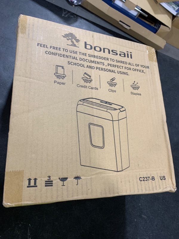 Photo 1 of Bonsaii Paper Shredder for Home Use, 3.4 Gal Wastebasket, 6 Sheet Crosscut Paper Credit Cards, Staples, and Clips Shredder for Home Office Use, Portable Handle Design (C237-B New Version)