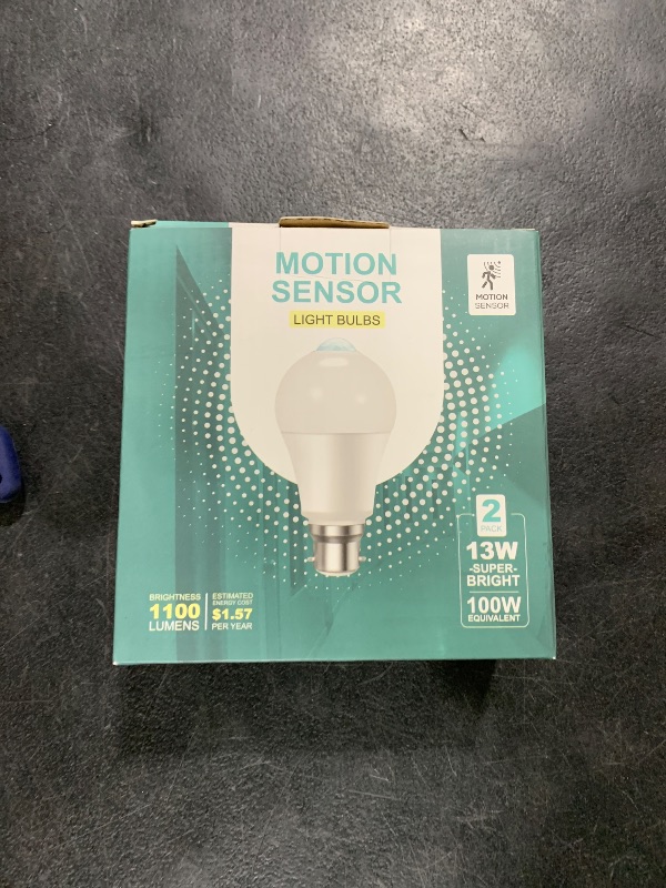 Photo 1 of Motion Sensor Light Bulbs, 13W (100Watt Equivalent), Motion Activated Dusk to Dawn Security LED Bulb, 5000K Daylight, Energy-Efficient, for Indoor and Outdoor Lighting, Porch, Stairs, Hallway 2Pack