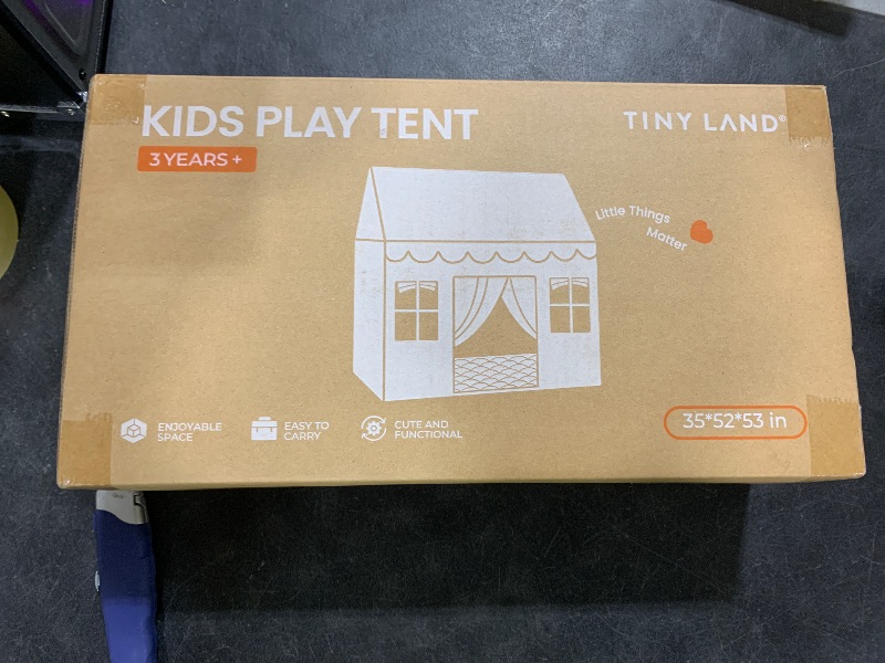 Photo 1 of Tiny Land Play Tent with Padded Mat & LED Lights, Kids Tent, Playhouse for Kids, Indoor Bed Tent for Toddler, Toys for 3,4,5,6-Year-Old Girls, Neutral Color Play Room Furniture