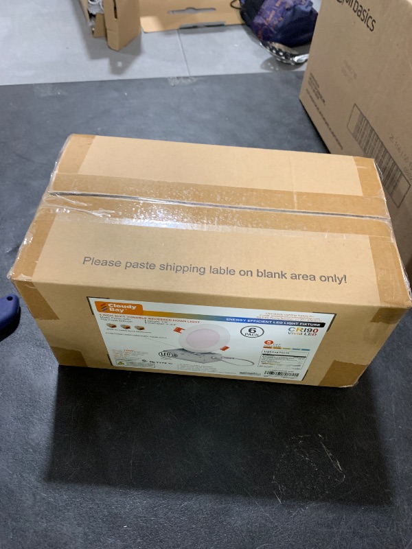 Photo 1 of CLOUDY BAY 6 Pack 4 Inch 5CCT Ultra-Thin LED Recessed Ceiling Light with Junction Box,2700K/3000K/3500K/4000K/5000K Selectable,10W Dimmable Canless Wafer Downlight,White,650LM High Brightness