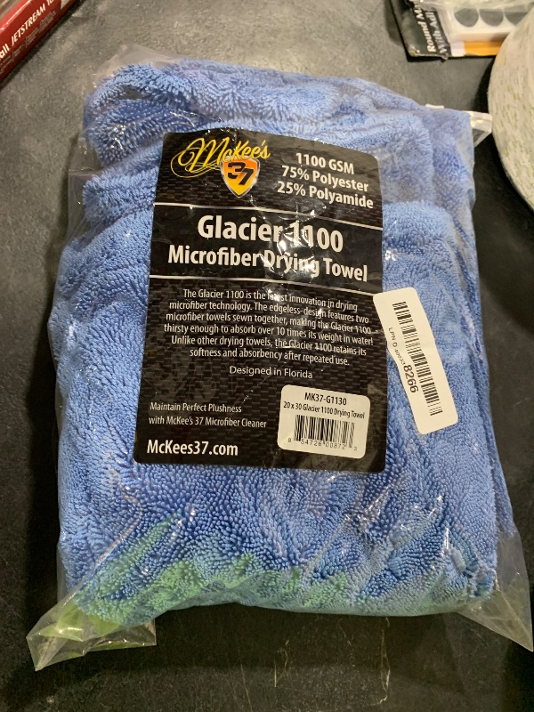 Photo 1 of McKee's 37 MK37-G1130 Glacier 1100 GSM Drying Towel, 20 x 30 Inches