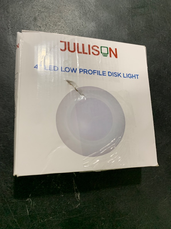Photo 1 of JULLISON 4 inch LED Low Profile Recessed & Surface Mount Disk Light, Round, 10W, 600 Lumens, 5000K Day Light White, CRI80, DOB Design, Dimmable, cETLus Listed, 1 Pack(White)