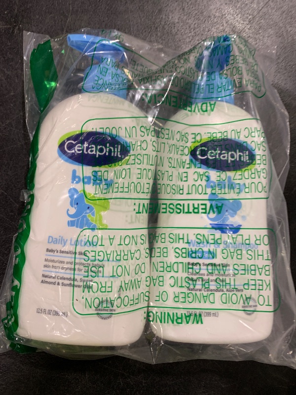 Photo 1 of Cetaphil Baby Wash & Shampoo Plus Body Lotion, Healthy Skin Essentials, Head to Toe Hydration for up to 24 Hours, for Delicate, Sensitive Skin, 2-Pack,White
