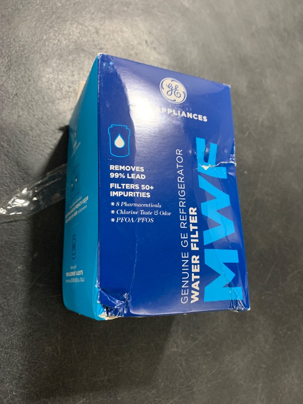 Photo 1 of GE MWF Refrigerator Water Filter, Genuine Replacement Filter, Certified to Reduce Lead, Sulfur, and 50+ Other Impurities, Replace Every 6 Months for Best Results, Pack of 1