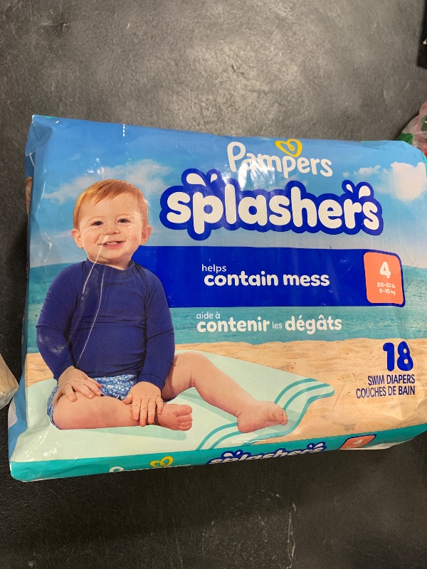 Photo 1 of Pampers Swim Diapers - Splashers - Size 4, 18 Count, Gap-Free Disposable Baby Swimming Pants