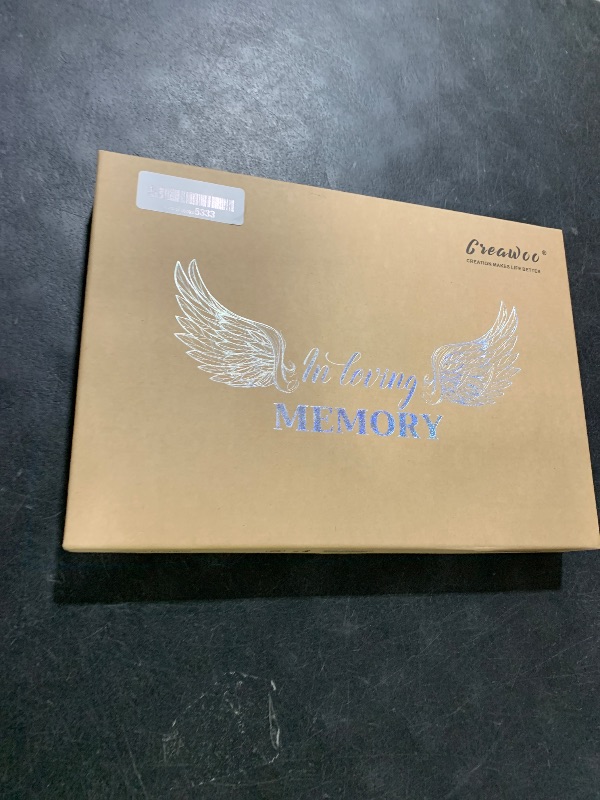 Photo 1 of Creawoo Wooden Funeral Guest Book for Memorial Service Celebration of Life Decorations, Hardcover In Loving Memory Guestbook Set with White Pages, Included Share a Memory Cards, Table Sign, Pen (8.5")