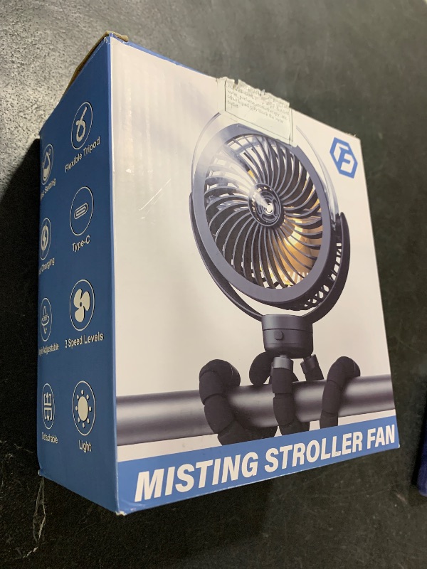 Photo 1 of Misting Stroller Fan, 6000mAh Battery Operated Portable Fan with Light & 360° Pivoting, Personal Fans with Flexible Tripod for Baby, Office, Travel,Treadmill,Outdoors