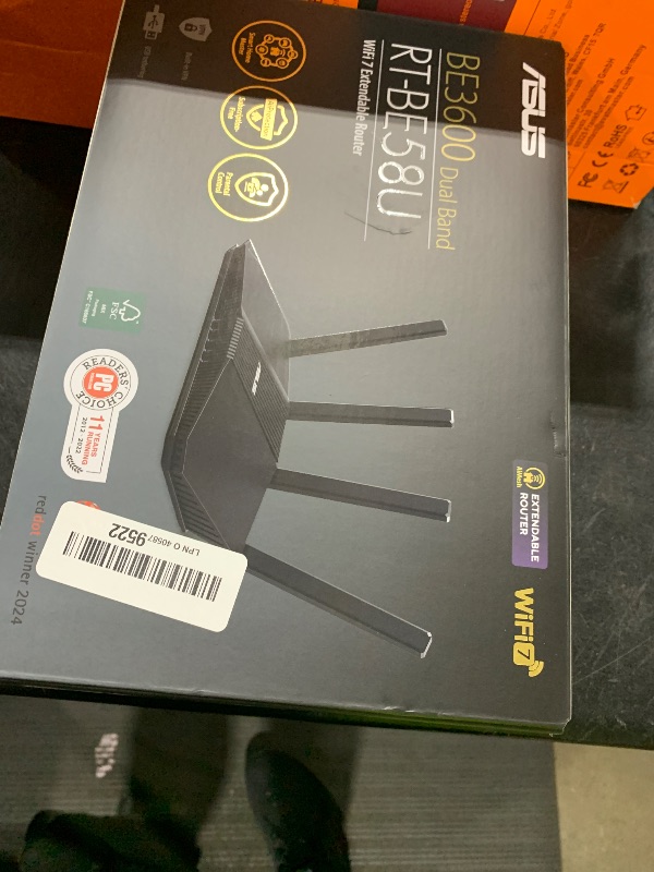 Photo 1 of ASUS RT-BE58U WiFi 7 BE3600 AiMesh Extendable Router, 4K-QAM, MLO, AI Detection 2.5G Port, Four 1G Ports, Commercial-Grade Network Security, Parental Control, IoT Network, Kid’s Network, VPN Network
