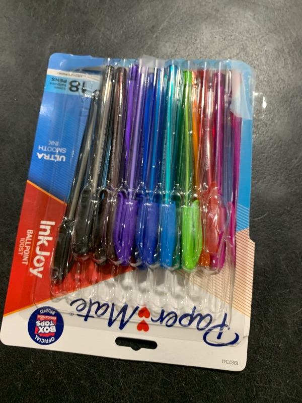 Photo 1 of Paper Mate InkJoy 100ST Ballpoint Pens, Medium Point (1.0mm), Assorted, 18 Count