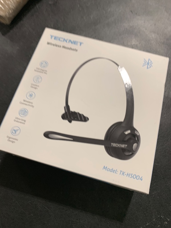 Photo 1 of TECKNET Bluetooth Headset, Wireless Headset with Noise Canceling Microphone for Trucker, On-Ear Bluetooth Headphone with Mute Mic for Work