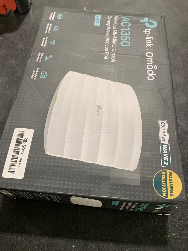 Photo 1 of TP-Link EAP225 Omada AC1350 Gigabit Wireless Access Point Business WiFi Solution w/Mesh Support, Seamless Roaming & MU-MIMO PoE Powered SDN Integrated Cloud Access & Omada App White
