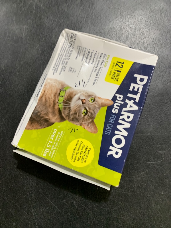 Photo 1 of PetArmor Plus Flea and Tick Prevention for Cats, Cat Flea and Tick Treatment, 12 Doses, Waterproof Topical, Fast Acting, Cats Over 1.5 lbs