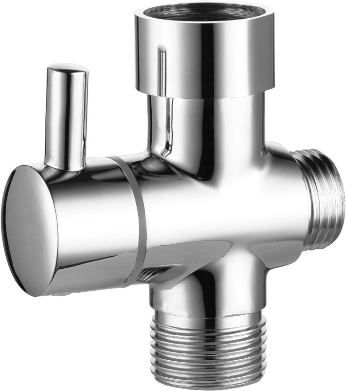 Photo 1 of Metal T-adapter with Shut-off T Valve, 7/8 or 15/16 and G1/2 3-way Water Tee Connector,for Handheld Toilet Bidet Spray Bathroom,Chrome, DSF006
