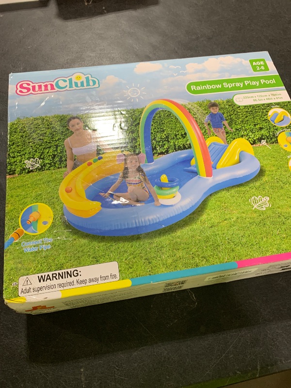 Photo 1 of Inflatable Swimming Pool with Water Slide, Inflatable Play Center with Spray Water, Toss Ring, Ball for Outdoor Backyard Garden Water Park