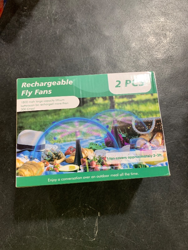 Photo 1 of Fly Fans for Tables Rechargeable, 1800mah Table Fans to Keep Flies Away by Soft Blades, Fly Repellent Outdoor Patio, Camping Picnic Essentials, BBQ Party Supplies for Food, 2pcs