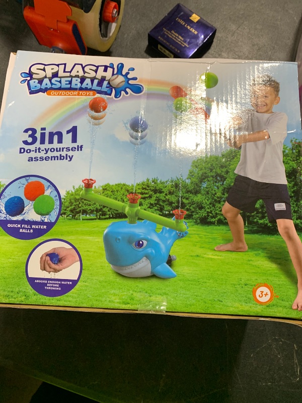 Photo 1 of Splash Baseball Outdoor Water Toy, 3-in-1 Whale Sprinkler Set, DIY Assembly Kids Game