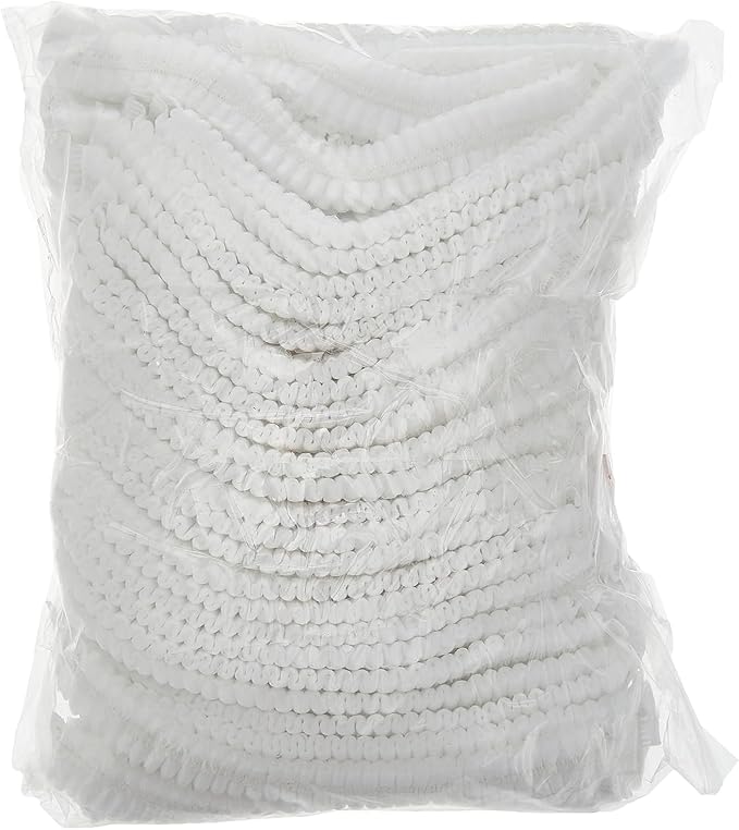 Photo 1 of Mudder 100Pieces Disposable Hair Net Bouffant Caps White Cover for Salon Elastic Hat Facilities Cooking Housework spray tan