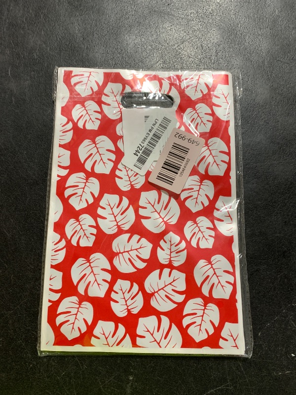 Photo 1 of 50pcs Hawaii Party Gift Bags, Cartoon Red Blue Treat Goodie Bags with Handle Floral and Leaf Print Snack Pouches for Boys Girls Kids Friends Birthday Tropical Island Theme Candy Favor Supplies