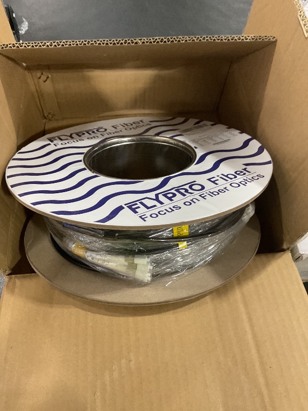 Photo 1 of FLYPROFiber- 4 Core OM3 LC to LC Outdoor Armored Fiber Cable, 4 Strands Multimode Fiber Patch Cable, Industrial TPU, Direct Burial LC-LC 50/125um, OD-5mm,100m/328ft