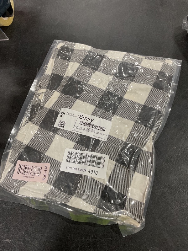 Photo 1 of Smiry Round Picnic Tablecloth, Elastic Waterproof Fitted Vinyl Tablecloths for 45"-56" Tables, Flannel Backed Buffalo Plaid Table Cover for Dining, Camping, Outdoor, Black and White