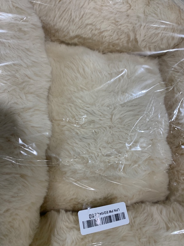 Photo 1 of Lesure Fluffy Dog Beds for Puppy&Kitten- Orthopedic Rectangle Calming Pet Sofa,Fluffy Plush Bubble Bolster Cat Bed with Removable Washable Cover and Nonskid Bottom,20x19x6inches,Beige