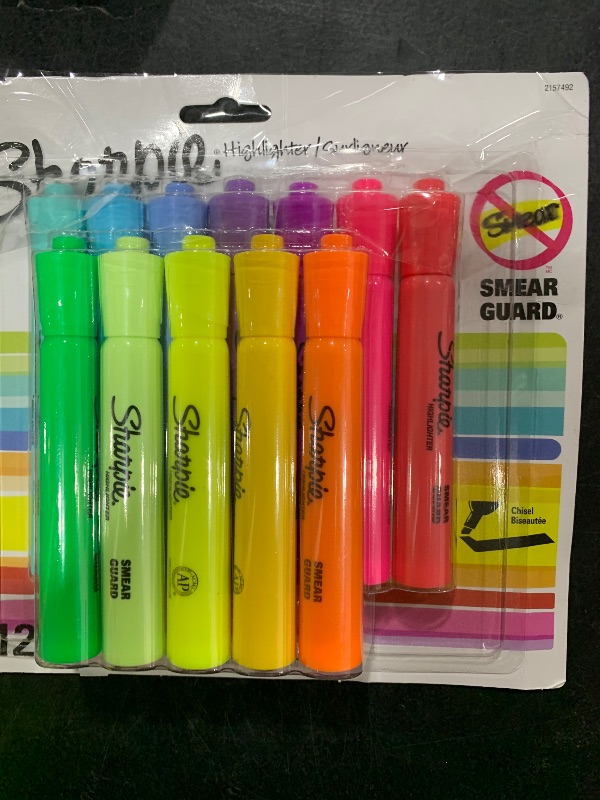 Photo 1 of SHARPIE Tank Style highlighters, Assorted Ink Colors, Chisel tip, Assorted Barrel Colors, 12/Pack
