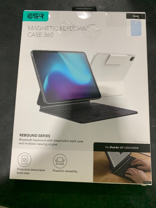 Photo 1 of ESR iPad Air 13 Inch Case Keyboard (M3/M2, 2025/2024), Easy-Set Magnetic Stand, Portrait/Landscape Mode, Removable Case with Multi-Touch Trackpad, Rebound 360 Series, Blue