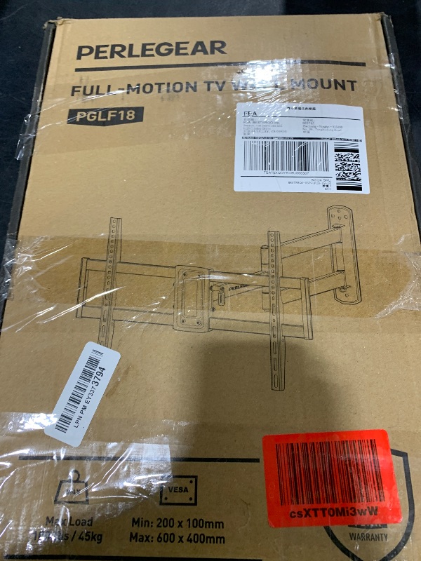 Photo 1 of Perlegear Corner TV Wall Mount Long Arm TV Mount Bracket for 32-75 Inch TVs-Full Motion TV Wall Mount with 32.37” Extension & Swivel Articulating Arm & Tilt, MAX VESA 600x400mm, Holds up to 100 lbs