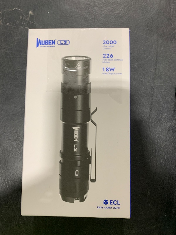 Photo 1 of WUBEN L3 Flashlights High Lumens, 3000 Lumens Flash Light Bright Flashlight Rechargeable, Dual-Way USB C Charging 6 Mode, IP68 Handheld Flashlight for Tactical/Outdoor, Tool Gifts for Men