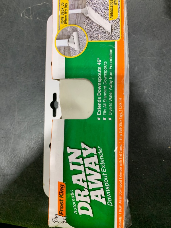 Photo 1 of Frost King Automatic Easy-to-Install Downspout Extender for Draining Away Water, Fits All Standard Downspouts (White)